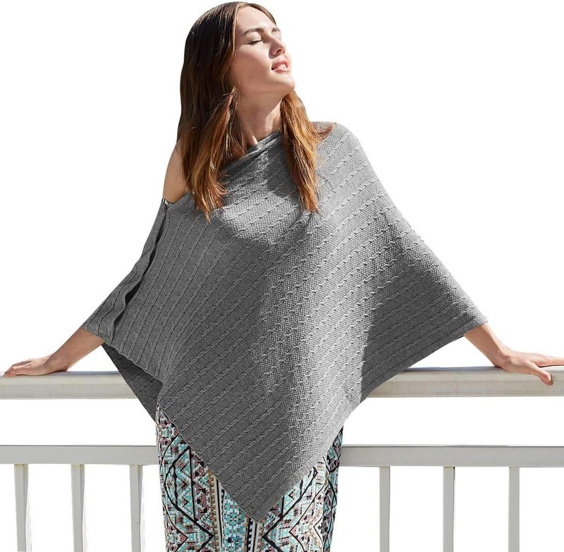 Puli Women's Versatile Knitted Shawls Scarf Poncho Sweater with Buttons Lightweight Spring Summer Fall Wraps - Image 4