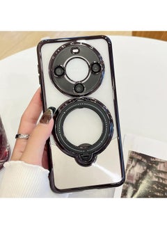 For Huawei Mate 60 Electroplating MagSafe 360 Degree Rotation Holder Shockproof Phone Case(Black)