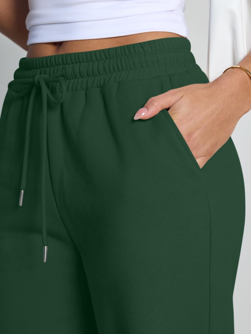 Trendy Queen Womens Wide Leg Sweatpants High Waisted Baggy Lounge Pants Drawstring Fall Fashion Outfits 2025 Joggers with Pockets Green XL - Image 5