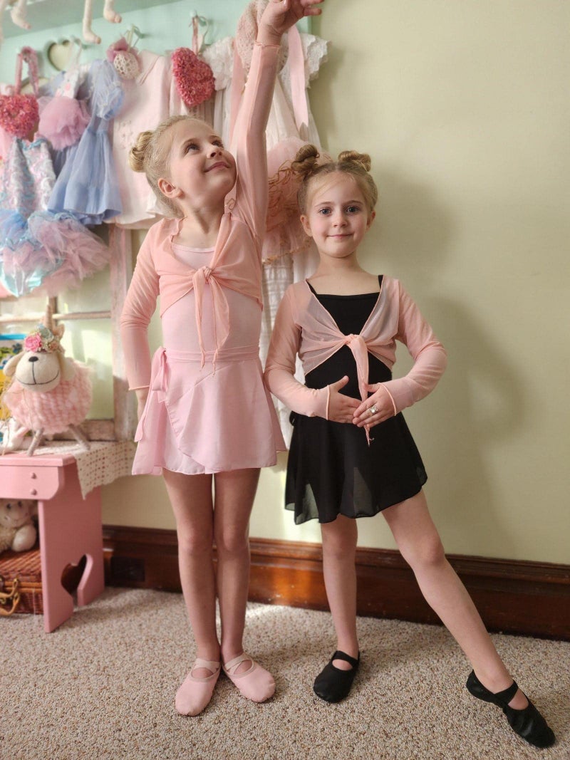 Nokecina Ballet Skirts for Girls Size 5-6 Years Old Black Pink Elasticity Dresses Sheer 2 Pack Adorable Dancewear Training Dancing - Image 3