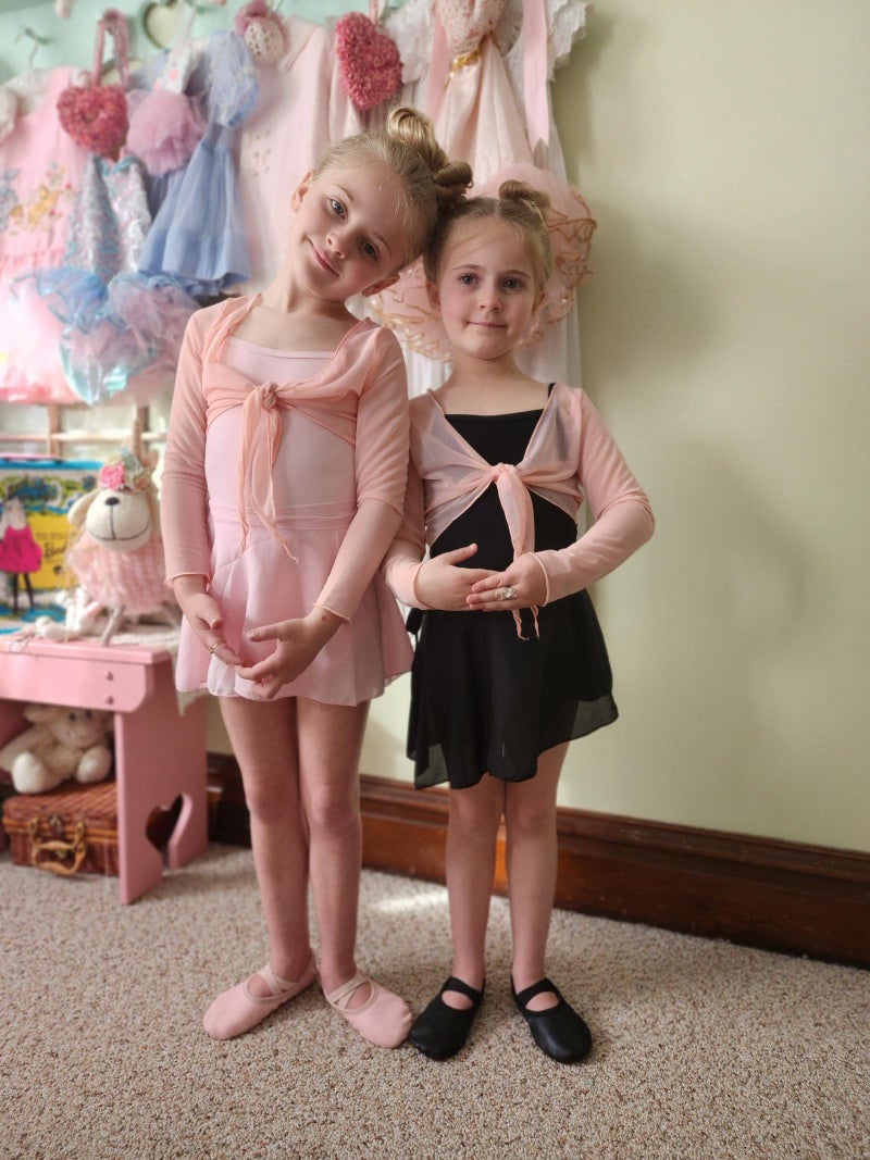 Nokecina Ballet Skirts for Girls Size 5-6 Years Old Black Pink Elasticity Dresses Sheer 2 Pack Adorable Dancewear Training Dancing - Image 2
