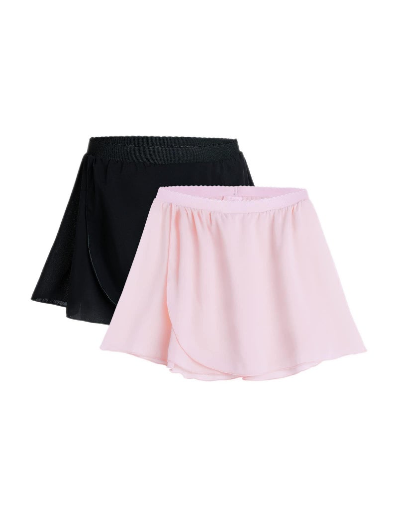 Nokecina Ballet Skirts for Girls Size 5-6 Years Old Black Pink Elasticity Dresses Sheer 2 Pack Adorable Dancewear Training Dancing - Image 1