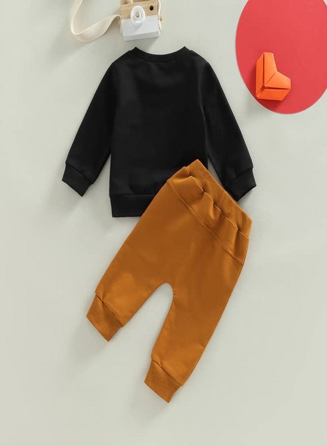 YINGISFITM Toddler Baby Boy Valentines Clothes Mr Steal My Heart Crewneck Sweatshirt Shirt Top Pants Spring Outfit (Black,2-3T) - Image 5
