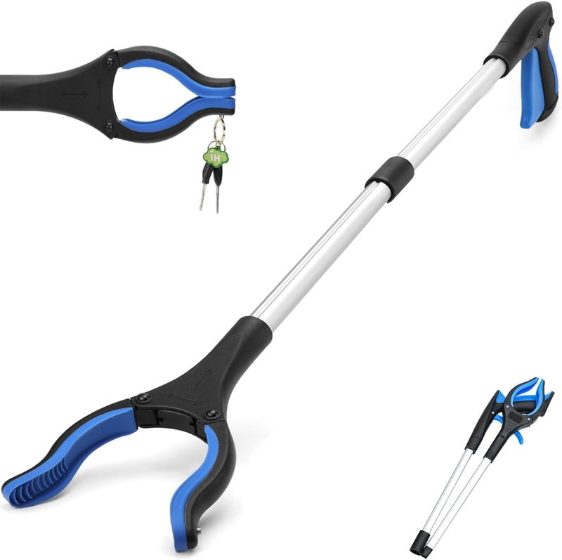 BEANPRECOY 80 cm Long Trash & Garbage Picker Grabber, Lightweight Aluminium & Rustproof, Litter Pick Up Stick, Trash Tong, Reaching Assist Tool, Reacher Tool for Elderly, Garden Nabber, Arm Extension (blue) - Image 1