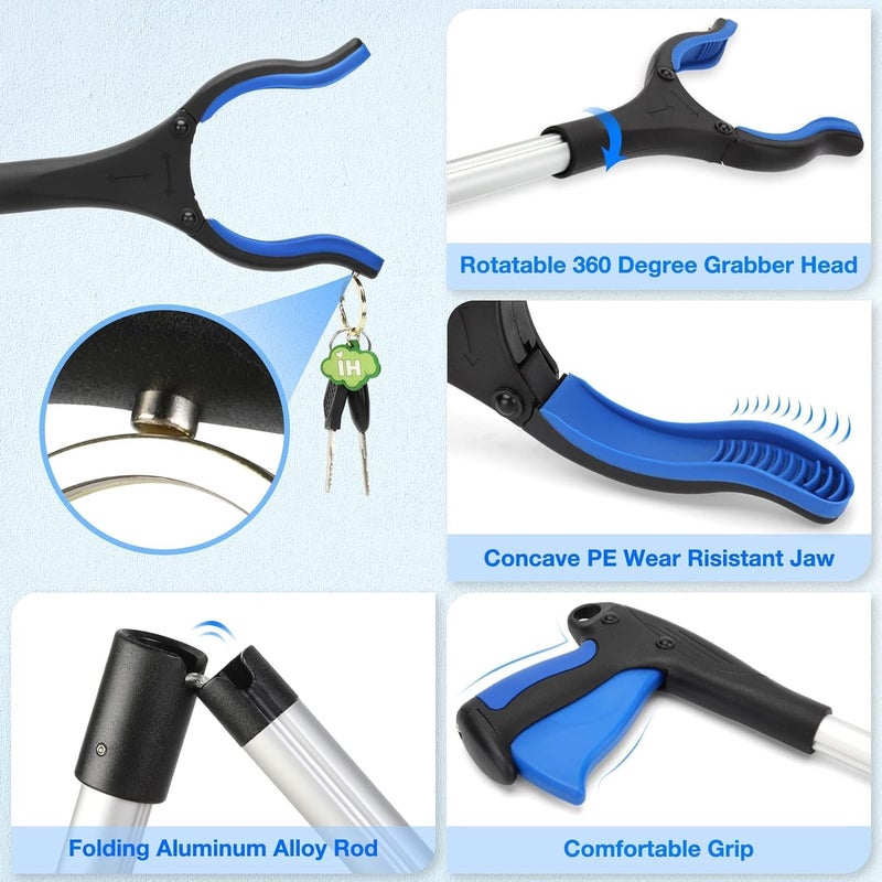BEANPRECOY 80 cm Long Trash & Garbage Picker Grabber, Lightweight Aluminium & Rustproof, Litter Pick Up Stick, Trash Tong, Reaching Assist Tool, Reacher Tool for Elderly, Garden Nabber, Arm Extension (blue) - Image 3