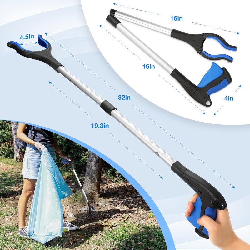 BEANPRECOY 80 cm Long Trash & Garbage Picker Grabber, Lightweight Aluminium & Rustproof, Litter Pick Up Stick, Trash Tong, Reaching Assist Tool, Reacher Tool for Elderly, Garden Nabber, Arm Extension (blue) - Image 2