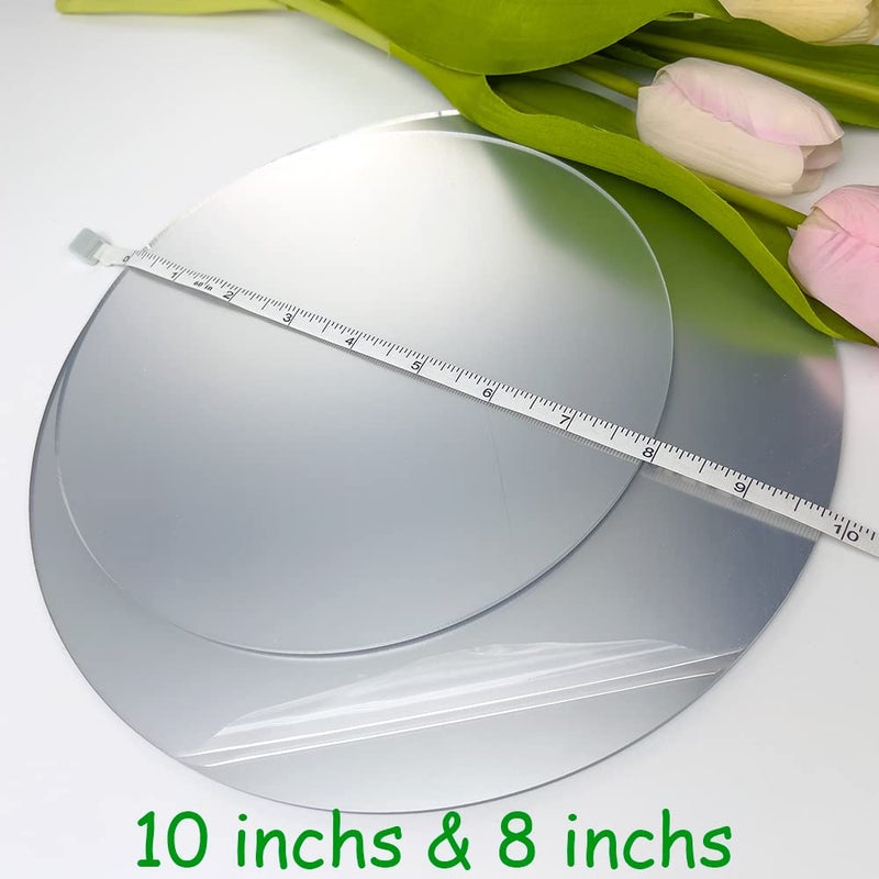 Auconda 8" Circle Shape Mirror for Room Decor, Acrylic Mirror with Wood Stand, Frameless Makeup Mirror for Desk, Unique Bedroom Accessory - Image 4
