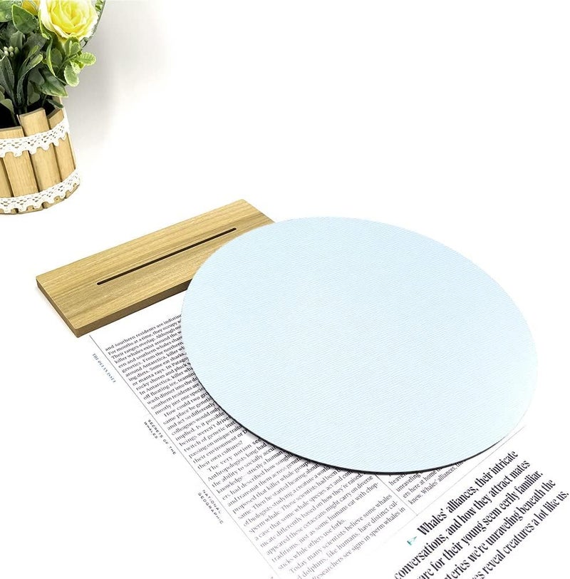 Auconda 8" Circle Shape Mirror for Room Decor, Acrylic Mirror with Wood Stand, Frameless Makeup Mirror for Desk, Unique Bedroom Accessory - Image 5