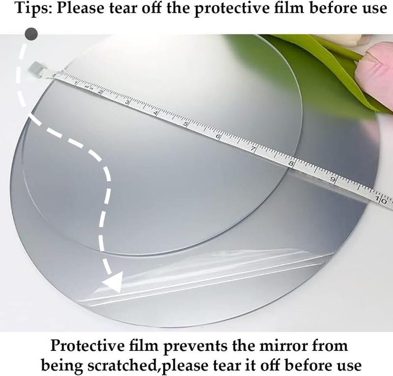 Auconda 8" Circle Shape Mirror for Room Decor, Acrylic Mirror with Wood Stand, Frameless Makeup Mirror for Desk, Unique Bedroom Accessory - Image 2