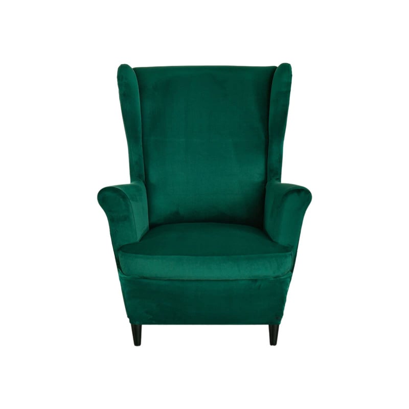 NILUOH Wingback Chair Slipcovers Thick Coral Velvet Wing Chair Covers Sofa Slipcover Wing Back Armchair Cover Furniture Protector for Living Room Keep Warm in Winter Dark Green