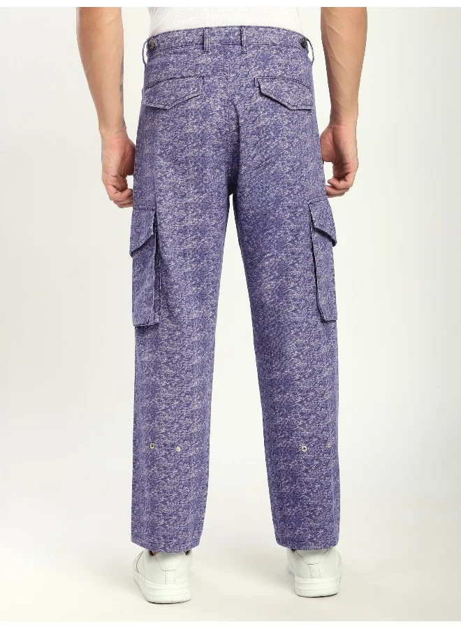 Beyoung Purple Color Blast Cargo Pants for men's