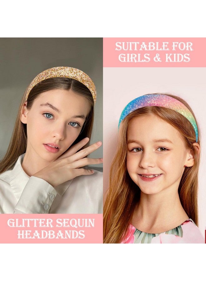Vovii Glitter Headbands for Girls, Sparkly Sequin Headband Hairbands for Girls Headbands Non-slip, Cute Bling Headbands Hair Accessories For Toddler - Image 4