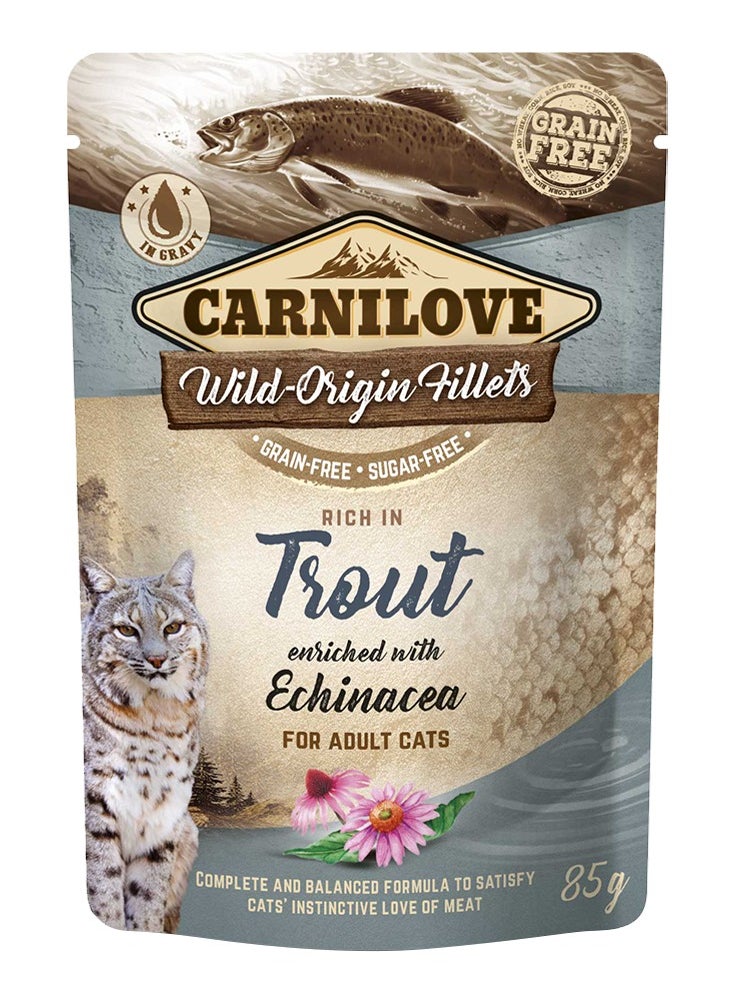CARNILOVE Carnilove Trout enriched with Echinacea for Adult Cats (Wet Food Pouches) 24x85g 