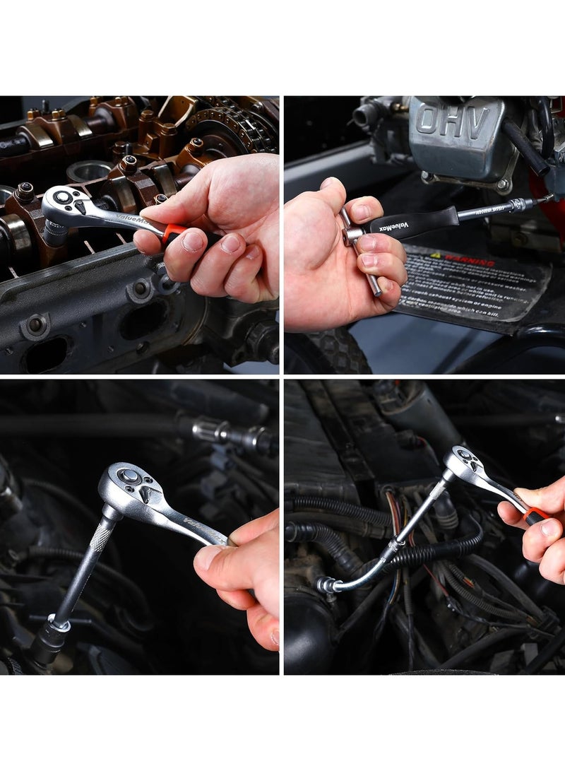 Valuemax 46-Piece Socket Wrench Set  1/4“ Socket Set  Cr-V Steel Ratchet Set  Mechanic Tool Kit, Car Repair Tools - Image 2