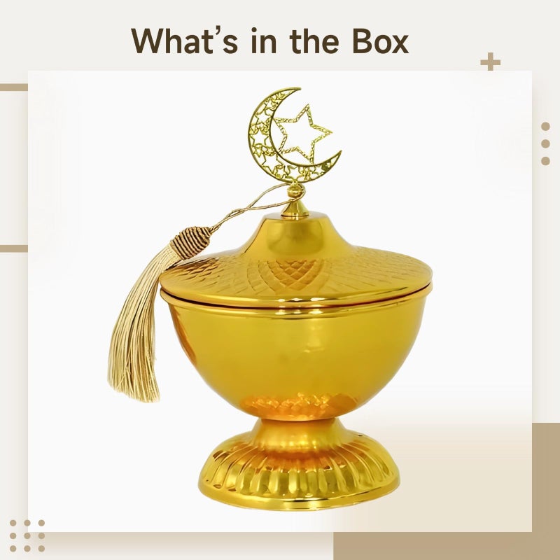 Gold Metal Storage Box Crescent Moon Star Design Ramadan Eid Party Favor 13 X 19 Cm - Image 3