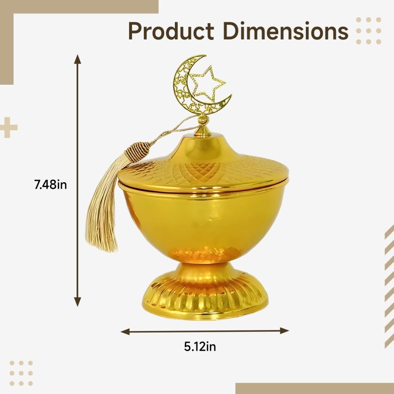 Gold Metal Storage Box Crescent Moon Star Design Ramadan Eid Party Favor 13 X 19 Cm - Image 4