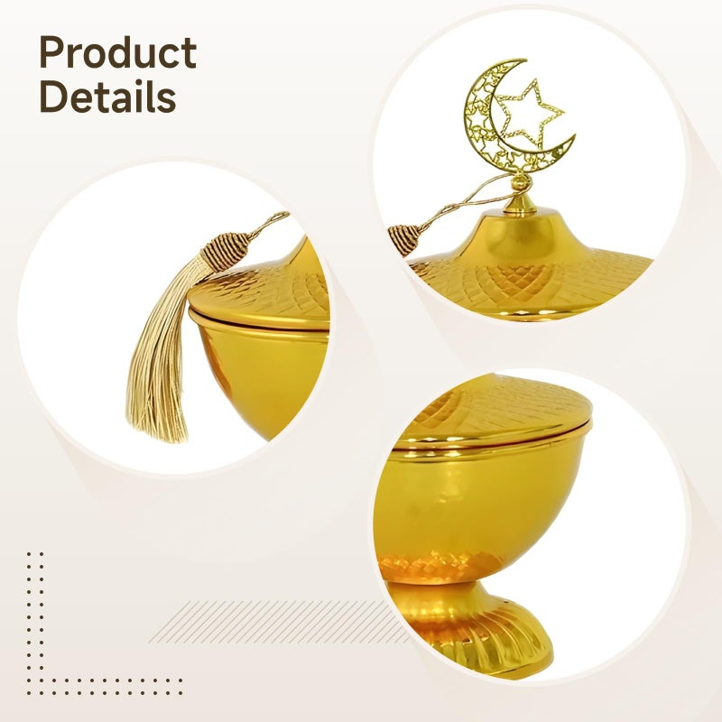 Gold Metal Storage Box Crescent Moon Star Design Ramadan Eid Party Favor 13 X 19 Cm - Image 5