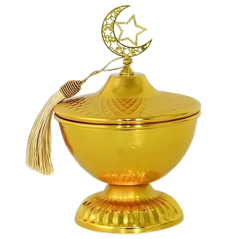 Gold Metal Storage Box Crescent Moon Star Design Ramadan Eid Party Favor 13 X 19 Cm - Image 2