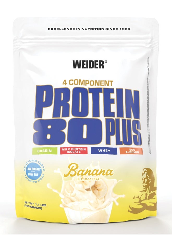 Protein 80 Plus - 500g, Banana Flavor - Premium Multi-Component Protein Powder for Muscle Growth and Recovery 