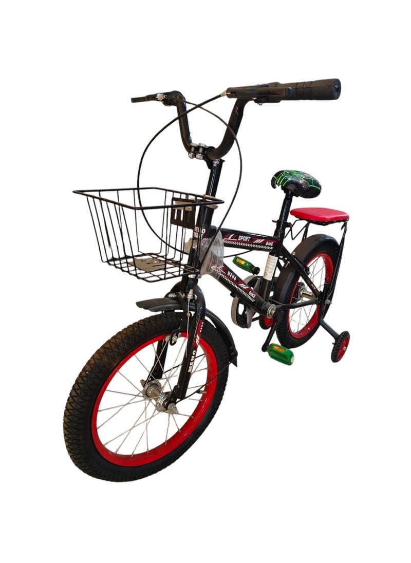 Generic Kids Bike with Hand Brake and Basket for Ages 3-9 Years, Bicycle Training Wheels Fenders, Children Bicycle with falling system safety - Red & Green Spiderman  - Image 1