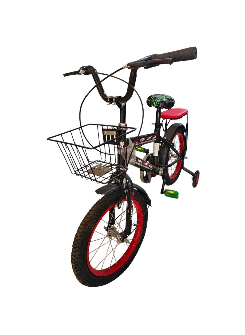 Generic Kids Bike with Hand Brake and Basket for Ages 3-9 Years, Bicycle Training Wheels Fenders, Children Bicycle with falling system safety - Red & Green Spiderman  - Image 2