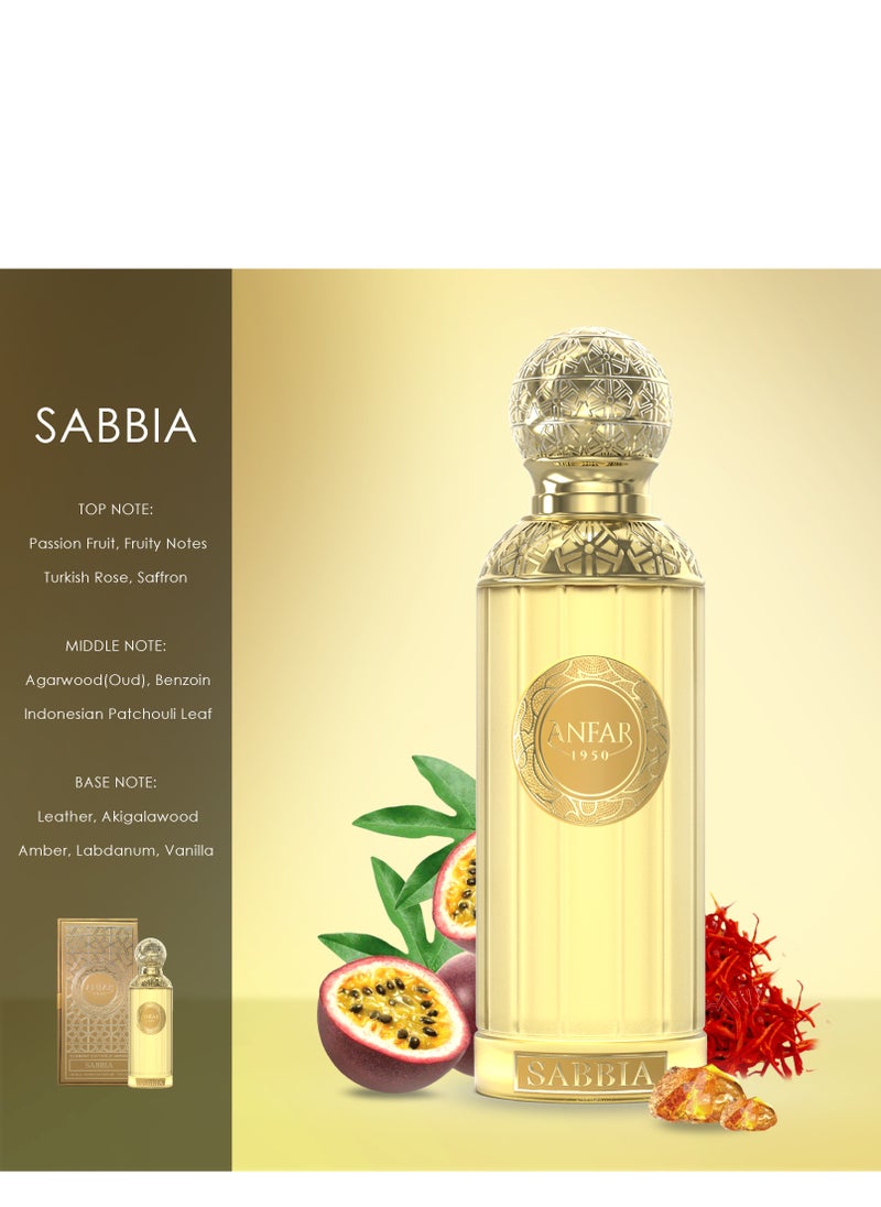 Anfar ANFAR 1950 SABBIA Unisex Extrait de Parfum, 100 ml, Passion Fruit, Rose, Saffron, Agarwood, Patchouli, Benzoin.FOR MEN & WOMEN  - Image 3
