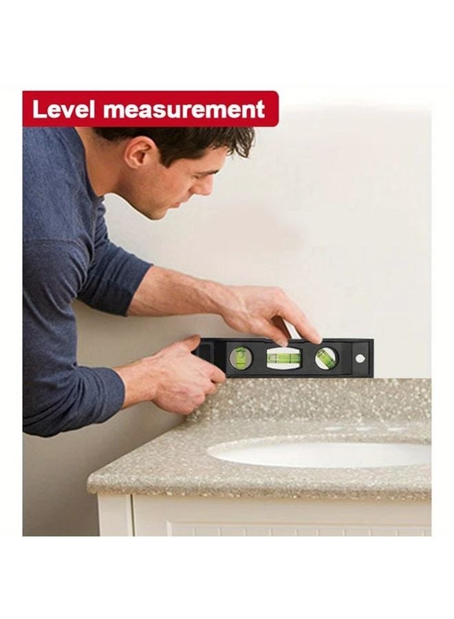 Black Mini Pocket Portable 3 Bubble Spirit Level Tool Magnetic ABS Case Acrylic Material - Image 4