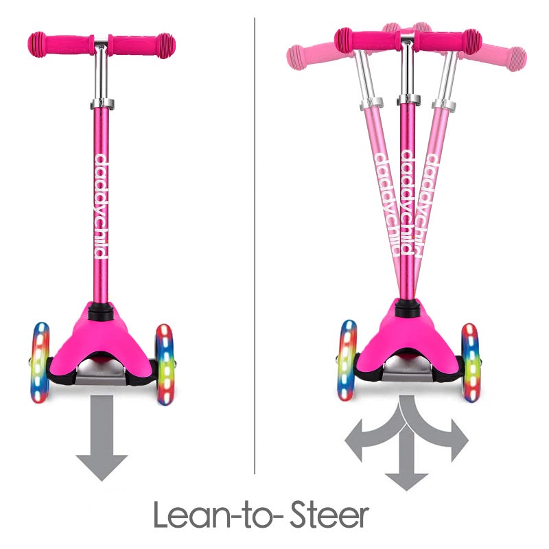 DADDYCHILD 3 Wheel Scooters for Kids, Kick Scooter for Toddlers 3-6 Years Old, Boys and Girls Scooter with Light Up Wheels, Mini Scooter for Children (Pink) - Image 5