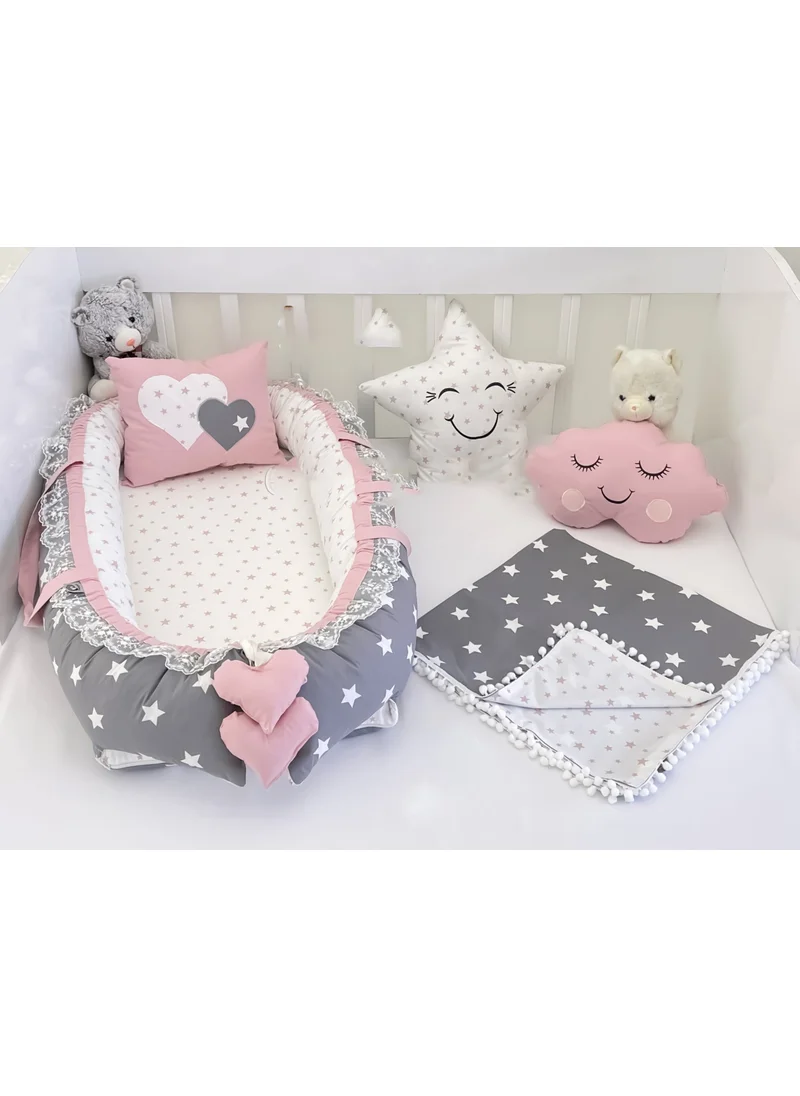 Ebabynest Big Star Series Dark Gray Powder Babynest Set with Pompom