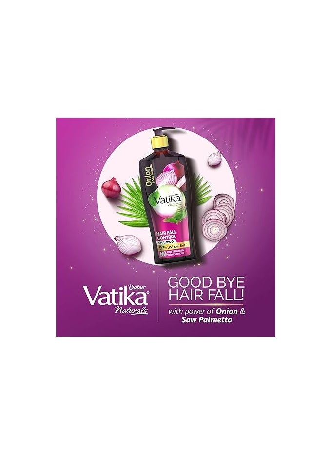 VATIKA - Dabur Vatika Onion Hair Fall Control Shampoo Up to 97% Hair Fall Reduction With Onion and Saw Palmetto No Nasties Shampoo Fortified with Vitamin E Pro - Image 1