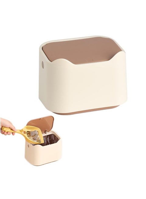 Cat Litter Bin With Push-On Lid, Cat Litter Box Waste Disposal System For Odor Control, Slim Cat Litter Bin Disposal System (Khaki)