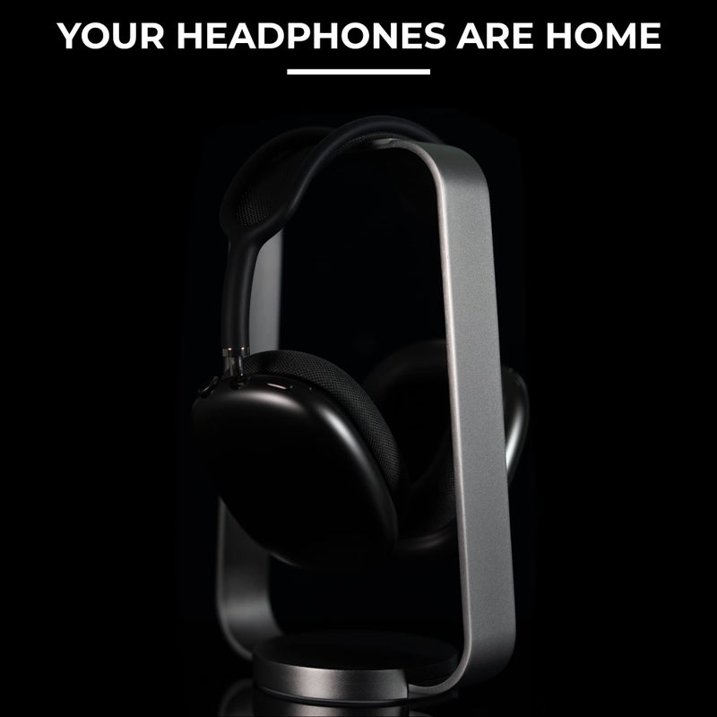 HumanCentric Headphone Stand Headset Holder in Space Gray, Weighted Aluminum Headphone Holder, Desk Headphone Hanger Displays and Holds Headsets, Works with Most Headphone Brands and Sizes - Image 5