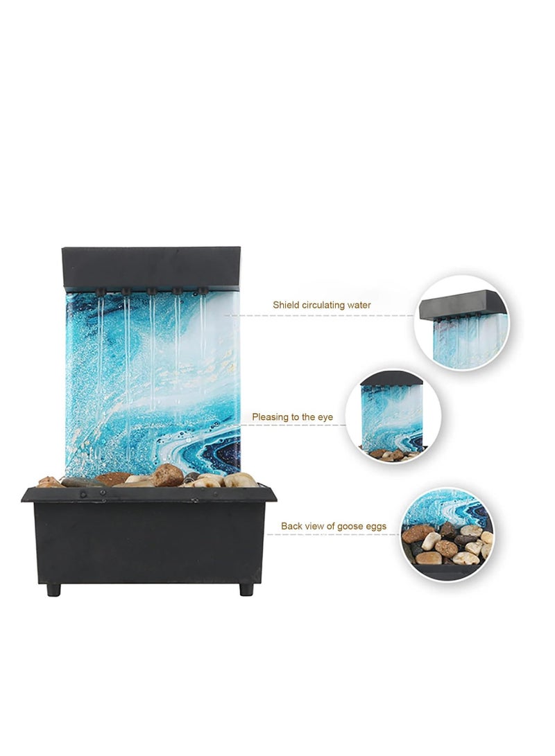 LED Tabletop Water Fountain for Home and Office Decor – Mini Indoor Waterfall Desktop Decoration for Living Rooms Restaurants LED Lights for Relaxing and Calming