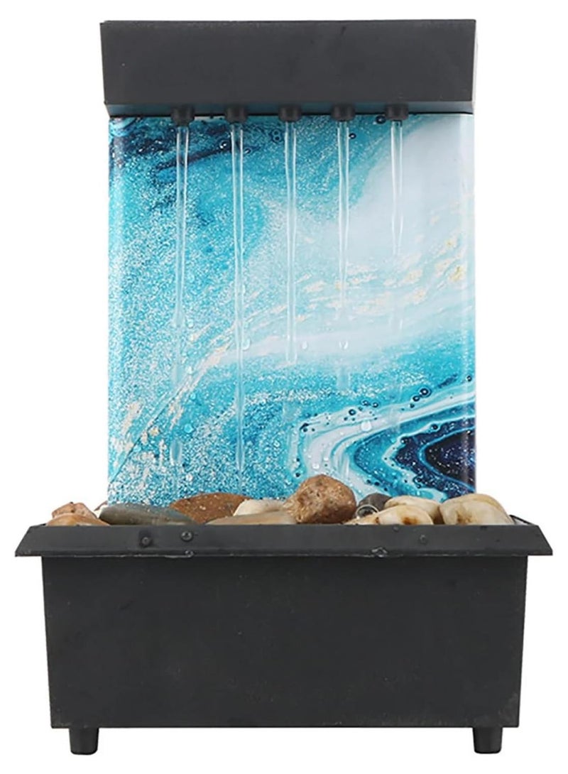 بلان A نافورة مياه منضدية LED لديكور المنزل والمكتب – شلال داخلي صغير لتزيين سطح المكتب، مناسب لغرف المعيشة والمطاعم، ديكور داخلي مميز بأضواء LED للاسترخاء والهدوء - Image 1