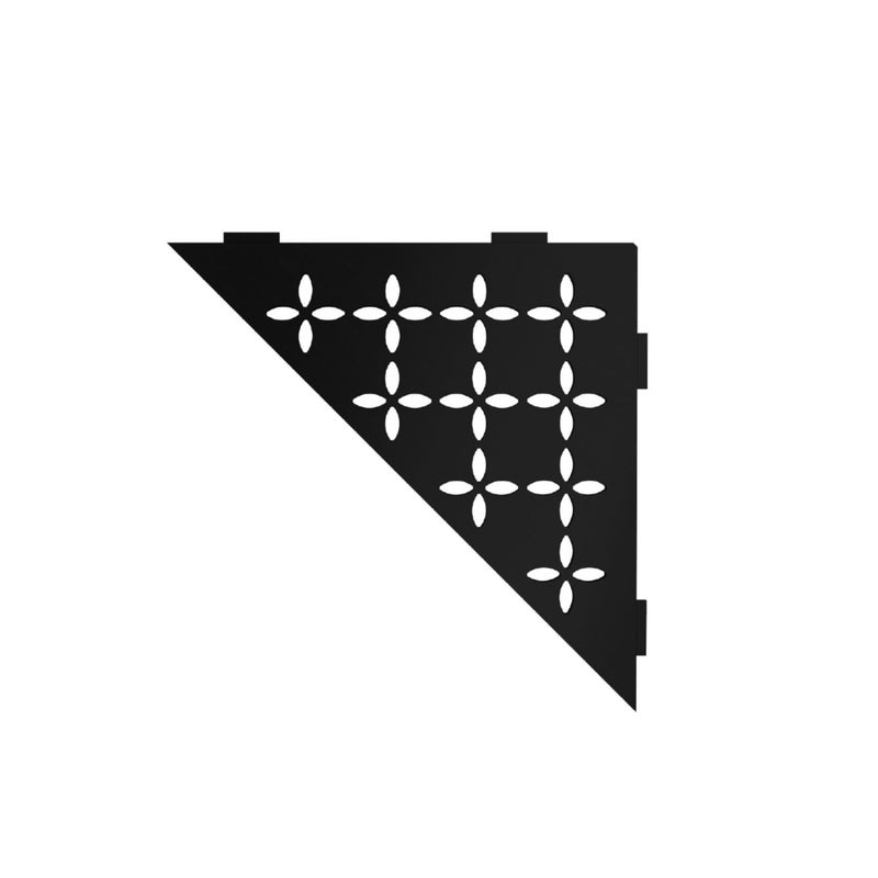 Schluter Triangular Corner Shelf for Tiled Walls - Floral Design, Aluminum Material, Matte Black Finish, 3/32" Thick Anchoring Tabs - SES1D5MGS - Image 5