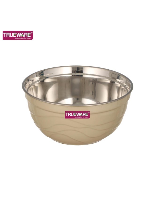 Trueware Microwave Safe Bowl |1 Year Warranty | Bowl Sets, Bowl, Serving Bowl with lid |1000,1400,2000 ml | Florra Stainless Steel Serving Bowls, Microwave Bowl | Mixing Bowl Set of 3 with Lid- Cream - Image 3