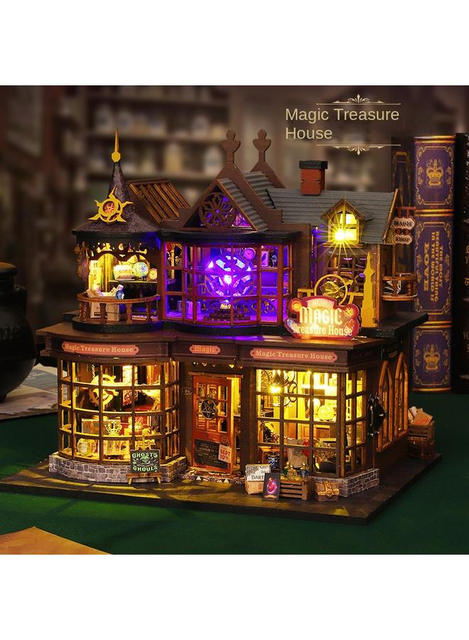 Bluejw Jiate Diy Cabin Magic Treasure House Exquisite Handmade Assembled With Lights Book Stand 3D Stereo Model Ornaments For Women - Image 3