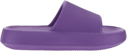 BRONAX Pillow Slippers for Women and Men | House Slides Shower Sandals | Cushioned Thick Sole 42-43 Purple - Image 4