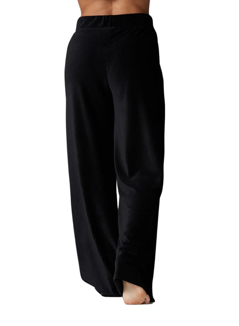 Tavi Wide Leg Brushed Rib Pant Ebony - Image 5
