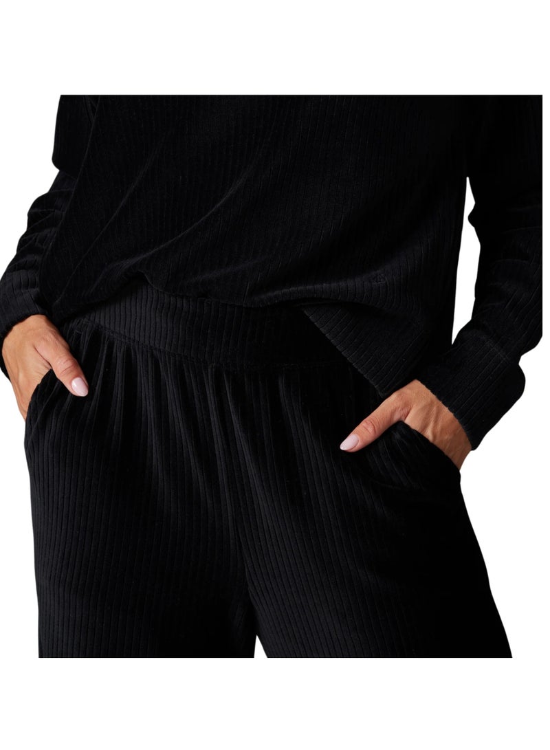 Tavi Wide Leg Brushed Rib Pant Ebony - Image 4