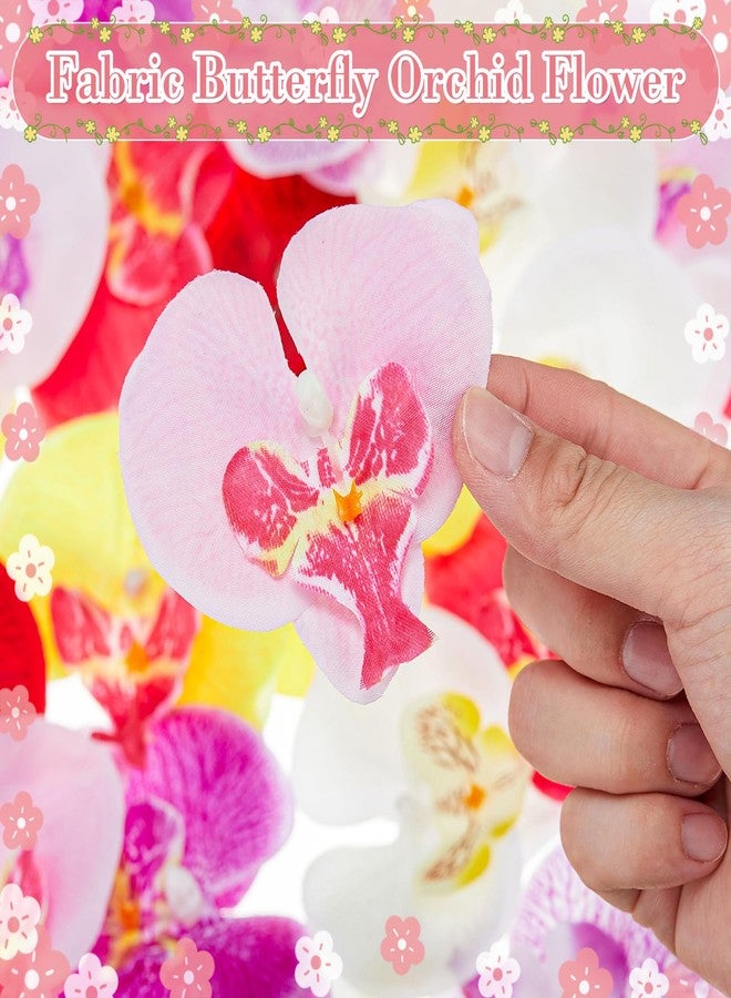 Maasechs 40 Pcs Artificial Orchid Heads Bulk Colorful Faux Butterfly Orchid Petals Silk Artificial Tropical Phalaenopsis Flower Heads for DIY Crafts Wedding Birthday Party Hair Clips Wreath Decoration - Image 5
