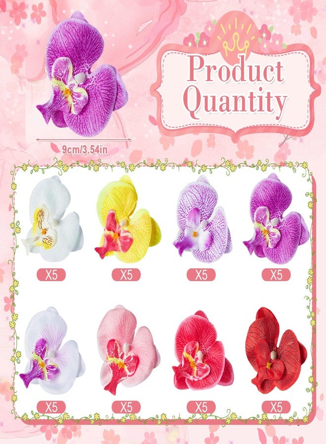 Maasechs 40 Pcs Artificial Orchid Heads Bulk Colorful Faux Butterfly Orchid Petals Silk Artificial Tropical Phalaenopsis Flower Heads for DIY Crafts Wedding Birthday Party Hair Clips Wreath Decoration - Image 3