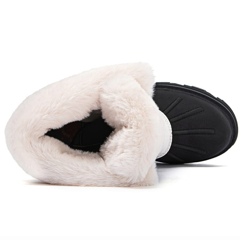 GLOBALWIN Snow Boots for Women Comfortable Winter Boots For Women Waterproof Fluffy Faux Fur White Ankle Booties Water-Resistant Short Boots For Women Warm Fur Boots, Lace-Up Outdoor Shoes 8M - Image 5