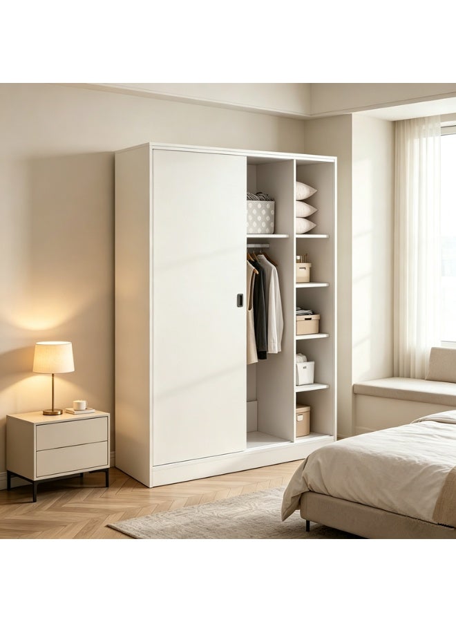 Golden Sliding Door Wardrobe, Simple Closet Cabinet, Home Bedroom Storage Organizer For Clothes（YG100-A-WH） - Image 1