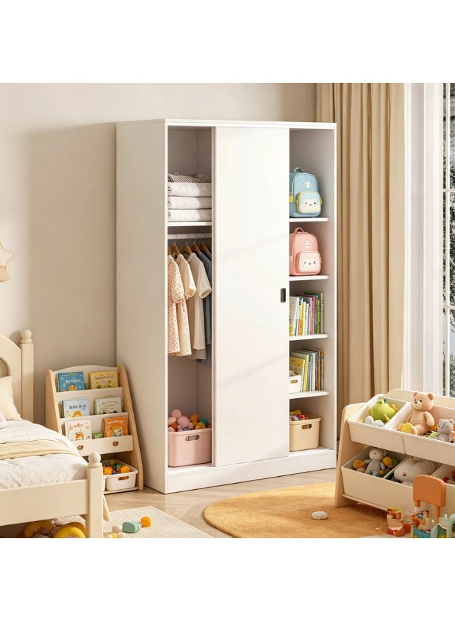 Golden Sliding Door Wardrobe, Simple Closet Cabinet, Home Bedroom Storage Organizer For Clothes（YG100-A-WH） - Image 3