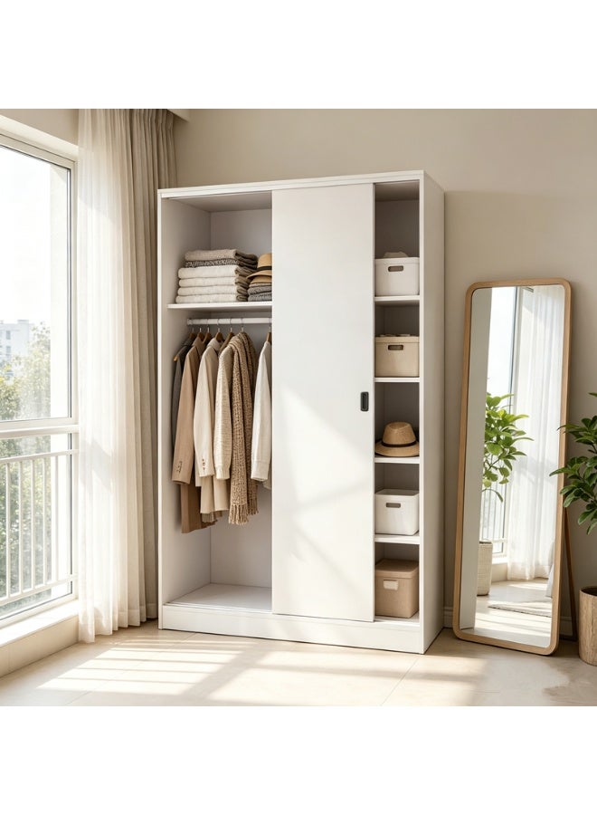 Golden Sliding Door Wardrobe, Simple Closet Cabinet, Home Bedroom Storage Organizer For Clothes（YG100-A-WH） - Image 4