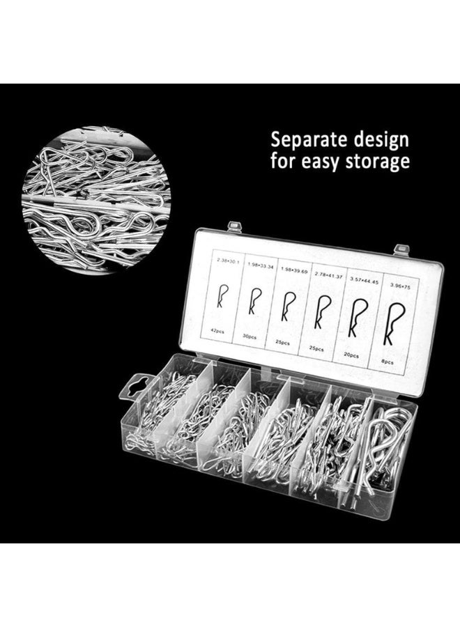 مجموعة متنوعة من 180 قطعة من دبابيس التثبيت، مشابك شعر على شكل حرف R، دبابيس تثبيت مشابك شديدة التحمل على شكل حرف R، دبابيس تثبيت قفل من الفولاذ المقاوم للصدأ للشاحنات وقضبان السحب والجرارات وعربات جز العشب. - Image 4