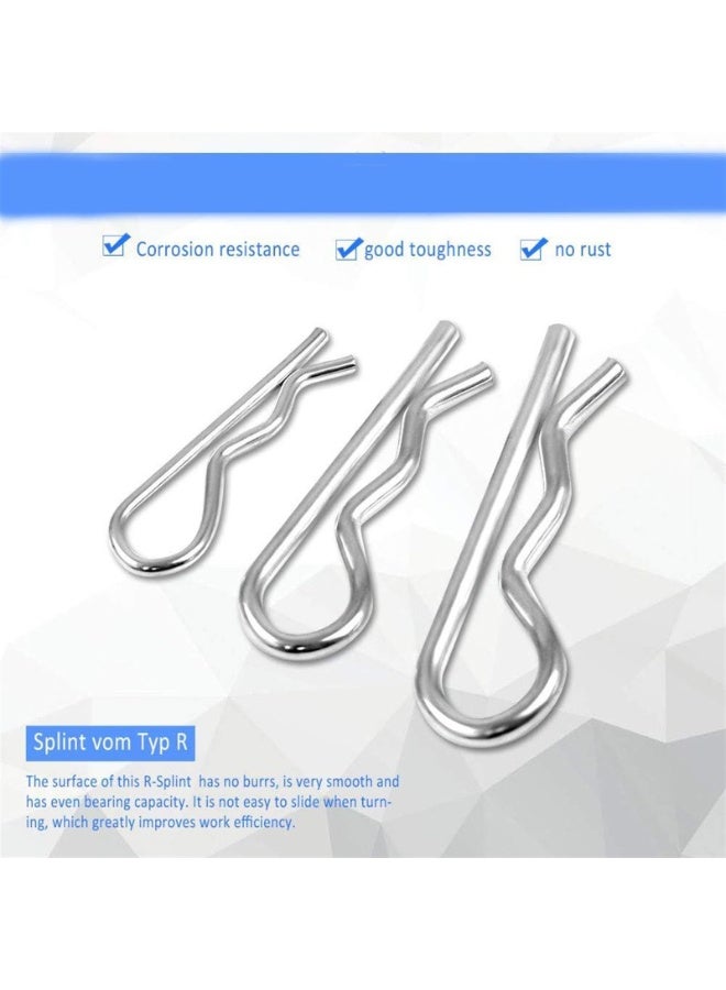 مجموعة متنوعة من 180 قطعة من دبابيس التثبيت، مشابك شعر على شكل حرف R، دبابيس تثبيت مشابك شديدة التحمل على شكل حرف R، دبابيس تثبيت قفل من الفولاذ المقاوم للصدأ للشاحنات وقضبان السحب والجرارات وعربات جز العشب. - Image 2