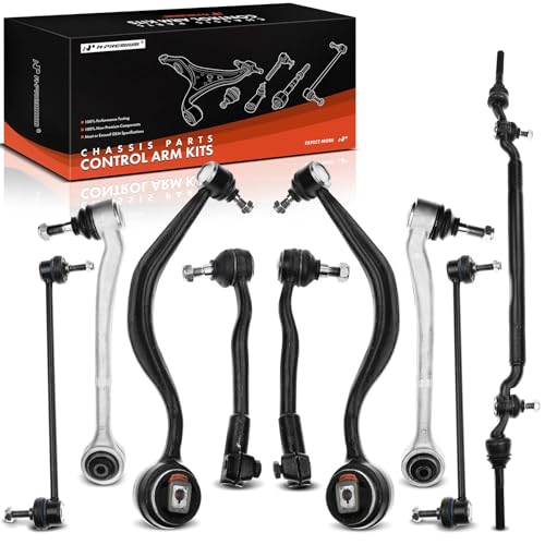 A-Premium 9Pcs Front Suspension Kit Lower Control Arm Sway Bar Link Outer Tie Rod Ends Center Drag Link Compatible with 1995-2001 BMW E38 740i 740iL 750iL - Image 1
