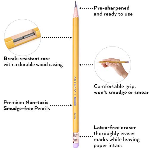 ARTEZA HB Pencils #2, Pack of 12, Wood-Cased Graphite Pencils in Bulk, Pre-Sharpened, Office and School Supplies for Exams, Classrooms, Students - Image 2